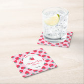 Berry Sweet Pink Strawberry Baby Shower スクエアペーパーコースター (インサイチュ)