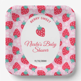Berry Sweet Pink Strawberry Baby Shower ペーパープレート