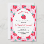 Berry Sweet Pink Strawberry Baby Shower 招待状 (正面)