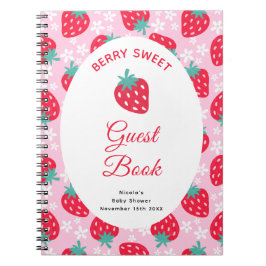 Berry Sweet Pink Strawberry Baby Shower Guest Book ノートブック
