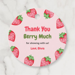 Berry Sweet Pink Strawberry Baby Shower Thank You  フェイバータグ