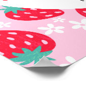 Berry Sweet Pink Strawberry Baby Shower Welcome ポスター (角)