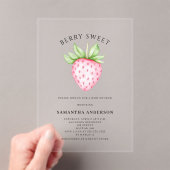 Berry Sweet Pink Strawberry Girl Baby Shower アクリル招待状 (インサイチュ (ポータブル))