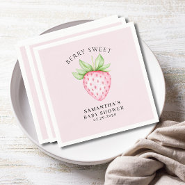 Berry Sweet Pink Strawberry Girl Baby Shower スタンダードカクテルナプキン