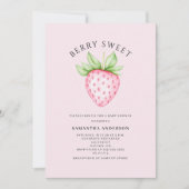 Berry Sweet Pink Strawberry Girl Baby Shower 招待状 (正面)