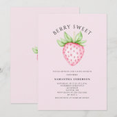 Berry Sweet Pink Strawberry Girl Baby Shower 招待状 (正面/裏面)