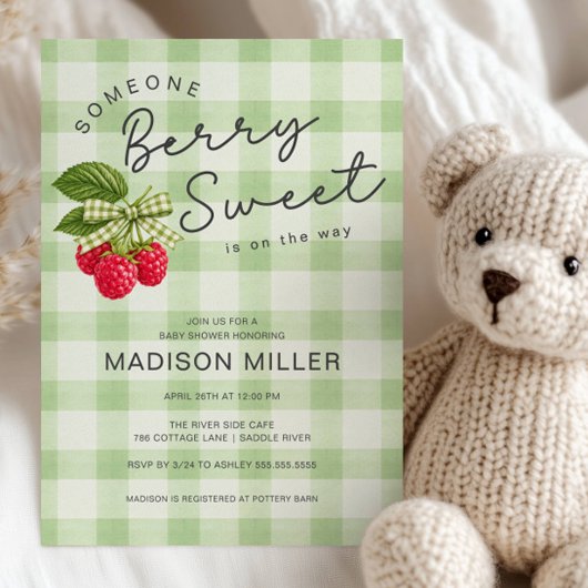 Berry Sweet Raspberry Baby Shower Invitation 招待状