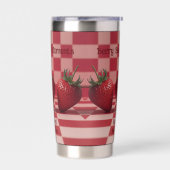Berry Sweet Red Checkered Strawberry Tumbler 保温保冷タンブラー (左面)