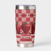 Berry Sweet Red Checkered Strawberry Tumbler 保温保冷タンブラー (背面)
