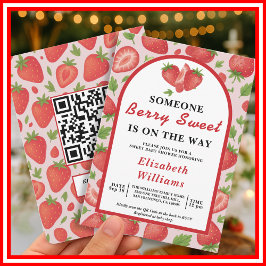Berry Sweet Strawberry ベビーシャワー | QR RSVP  招待状