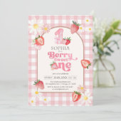 Berry Sweet Strawberry 1st Birthday Invitation 招待状 (スタンド正面)