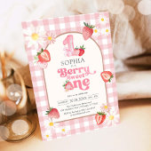 Berry Sweet Strawberry 1st Birthday Invitation 招待状
