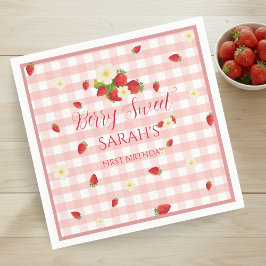 Berry Sweet Strawberry 1st Birthday Party スタンダードカクテルナプキン