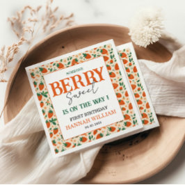 Berry Sweet Strawberry 1st Birthday Party スタンダードカクテルナプキン