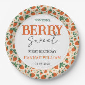 Berry Sweet Strawberry 1st Birthday Party ペーパープレート (正面)