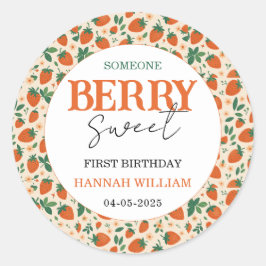 Berry Sweet Strawberry 1st Birthday Party ラウンドシール