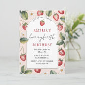 Berry Sweet Strawberry 1st Birthday Party 招待状 (スタンド正面)