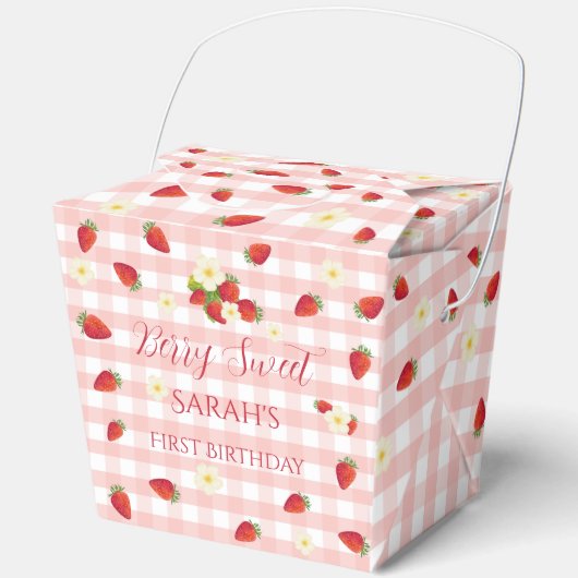 Berry Sweet Strawberry 1st Birthday Party Gift  フェイバーボックス (正面)