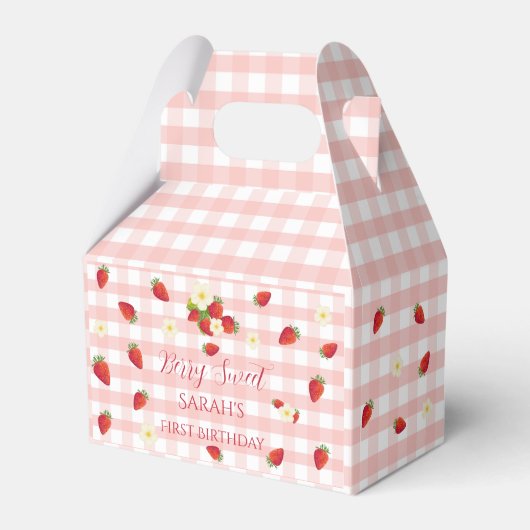 Berry Sweet Strawberry 1st Birthday Party Gift  フェイバーボックス (正面サイド)