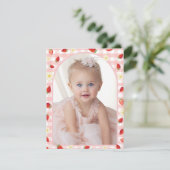 Berry Sweet Strawberry 1st Birthday Photo  サンキューカード (スタンド正面)