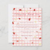 Berry Sweet Strawberry 1st Birthday Photo  サンキューカード (裏面)