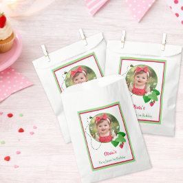 Berry Sweet Strawberry 1st Birthday Photo フェイバーバッグ