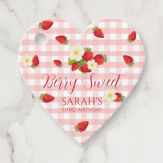 Berry Sweet Strawberry 3歳の誕生日パーティー フェイバータグ (正面)