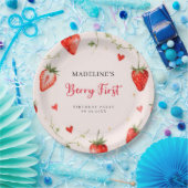 Berry Sweet Strawberry Arch Summer 1st Birthday ペーパープレート (パーティー)