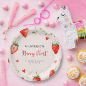 Berry Sweet Strawberry Arch Summer 1st Birthday ペーパープレート (パーティー)
