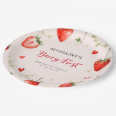 Berry Sweet Strawberry Arch Summer 1st Birthday ペーパープレート (アングル)