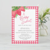 Berry Sweet Strawberry Baby Girl Shower 招待状 (スタンド正面)