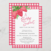 Berry Sweet Strawberry Baby Girl Shower 招待状 (正面/裏面)