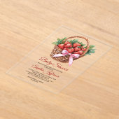 Berry Sweet Strawberry Baby Shower アクリル招待状 (レイダウン)