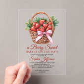 Berry Sweet Strawberry Baby Shower アクリル招待状 (インサイチュ (ポータブル))