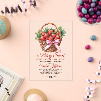 Berry Sweet Strawberry Baby Shower アクリル招待状