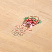 Berry Sweet Strawberry Baby Shower アクリル招待状 (レイダウン)