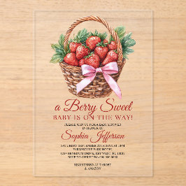 Berry Sweet Strawberry Baby Shower アクリル招待状