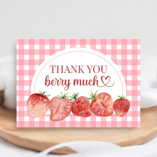 Berry Sweet Strawberry Baby Shower サンキューカード