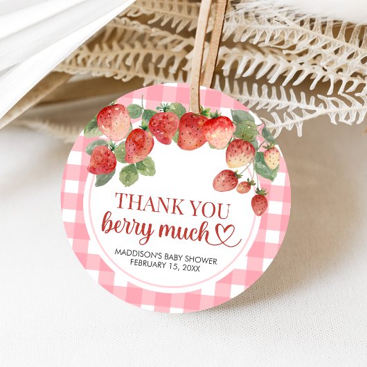 Berry Sweet Strawberry Baby Shower フェイバータグ