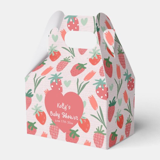 Berry Sweet Strawberry Baby Shower フェイバーボックス (正面サイド)
