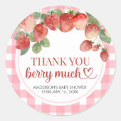 Berry Sweet Strawberry Baby Shower ラウンドシール (正面)