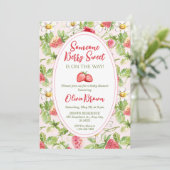 Berry Sweet Strawberry Baby Shower 招待状 (スタンド正面)