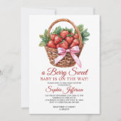 Berry Sweet Strawberry Baby Shower 招待状 (正面)