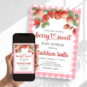 Berry Sweet Strawberry Baby Shower 招待状