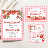 Berry Sweet Strawberry Baby Shower 招待状