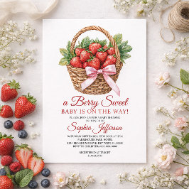 Berry Sweet Strawberry Baby Shower 招待状
