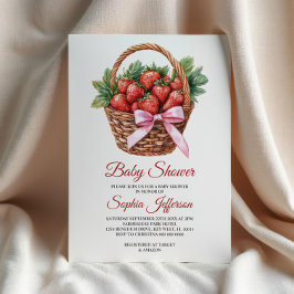 Berry Sweet Strawberry Baby Shower 招待状