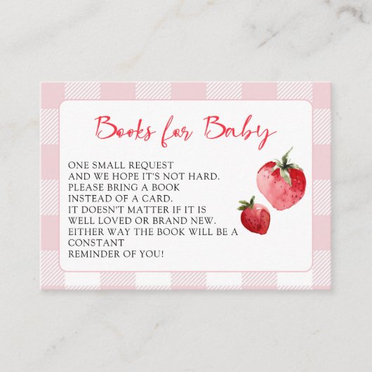 Berry Sweet Strawberry Baby Shower Book Request エンクロージャーカード (正面)
