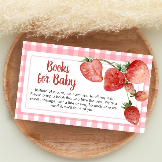 Berry Sweet Strawberry Baby Shower Books for Baby エンクロージャーカード