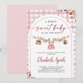 Berry Sweet Strawberry Baby Shower Invitation 招待状